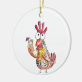 トロピカルお洒落ドリンクのかわいいチキン セラミックオーナメント (左)