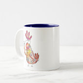 トロピカルお洒落ドリンクのかわいいチキン ツートーンマグカップ (正面左)