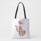 トロピカルお洒落ドリンクのかわいいチキン トートバッグ (正面)