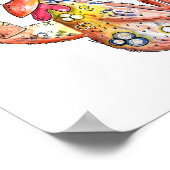 トロピカルお洒落ドリンクのかわいいチキン ポスター (角)