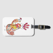 トロピカルお洒落ドリンクのかわいいチキン ラゲッジタグ (正面横)