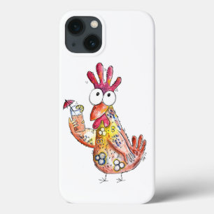 トロピカルお洒落ドリンクのかわいいチキン iPhone 13ケース