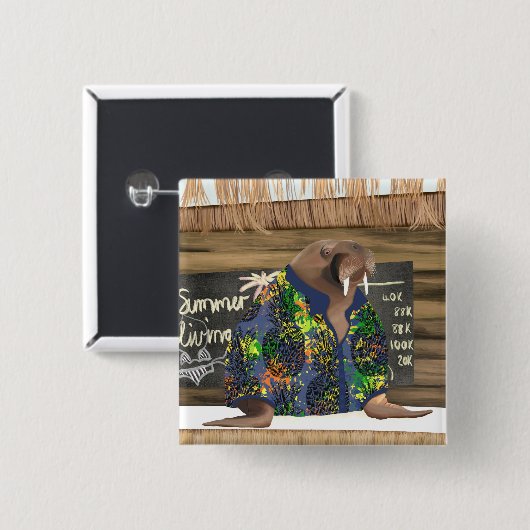 トロピカルお洒落ハワイアンセイウロスマリンライフ 缶バッジ (正面&裏面)