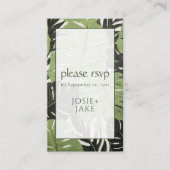 トロピカルお願いRSVPとはっきりしたグリーンモダンジャングル エンクロージャーカード (正面)