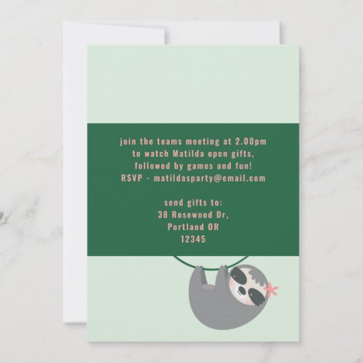 トロピカルかわいいつるナマズアウトオンライン誕生日パーティー 招待状 (裏面)