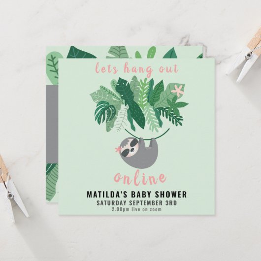 トロピカルかわいいつるナマズアウトオンライン赤ちゃんシャワー カード (正面/裏面インサイチュ)