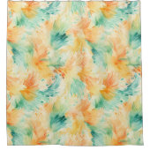 トロピカルかわいらしティール（緑がかった色）オレンジクリーム シャワーカーテン (正面)