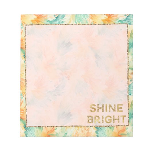 トロピカルかわいらしティール（緑がかった色）オレンジクリーム ノートパッド (正面)