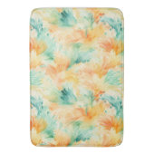 トロピカルかわいらしティール(緑がかった色)オレンジクリーム バスマット (正面縦)