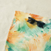 トロピカルかわいらしティール（緑がかった色）オレンジクリーム ビーチタオル (インサイチュ)