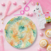 トロピカルかわいらしティール（緑がかった色）オレンジクリーム ペーパープレート (パーティー)