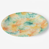 トロピカルかわいらしティール（緑がかった色）オレンジクリーム ペーパープレート (アングル)