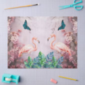 トロピカルさくらんぼブロッサム&ピンクフラミンゴスデクページ 薄葉紙 (クラフト)