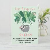 トロピカルでかわいいナマケモノのオンライン誕生日パーティー 招待状 (スタンド正面)