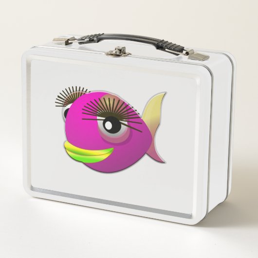 トロピカルで美しいピンクの女の子の魚 メタルランチボックス (正面)