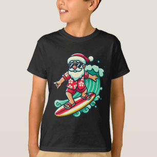 トロピカルなクリスマス休暇のサーフィンサンタ Xmas In Tシャツ