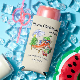 トロピカルなクリスマス・イン・ジュライの面白いチリのアート スリム缶クーラー