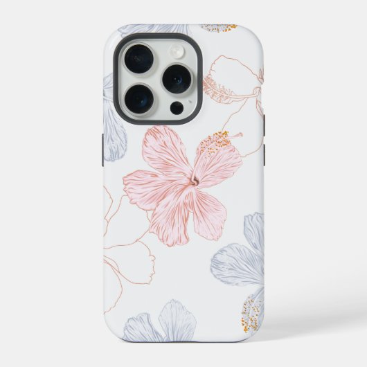 トロピカルなシームレスの花柄 iPhoneケース (裏面)