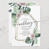 トロピカルなテーマの夏の結婚式 招待状 (正面/裏面)