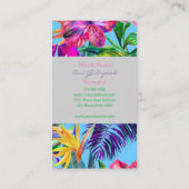 トロピカルなデザイン　水色のオシャレなカード 名刺 (裏面)