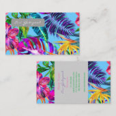 トロピカルなデザイン　水色のオシャレなカード 名刺 (正面/裏面)