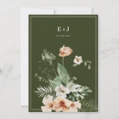 トロピカルなハイビスカス　ボヘミアンパステルフラワーのウェディング 招待状 (裏面)