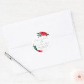 トロピカルなハワイの花が白い背景にエレガント ラウンドシール (封筒)