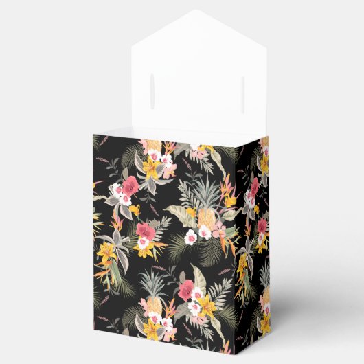 トロピカルなパイナップルの花がプリントされたブラックテント フェイバーボックス (オープン)