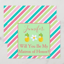 トロピカルなブライズメイドの提案 ピンクとグリーンのパイナップル テーマ 招待状