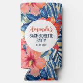 トロピカルなブライズメイドパーティー 夏の花柄 スリム缶クーラー (裏面)