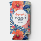 トロピカルなブライズメイドパーティー 夏の花柄 スリム缶クーラー (正面)