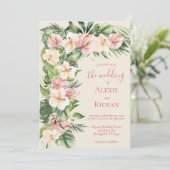 トロピカルなプルメリアとフラミンゴユリのフレーム招待状 招待状 (スタンド正面)