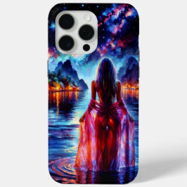 トロピカルなムーンリットファンタジーの女性がいる楽園 iPhone 15 PRO MAXケース