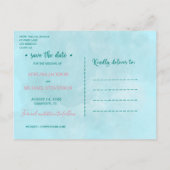 トロピカルなルアウの海辺の結婚式　写真入りセーブ・ザ・デートのスクリプト 案内ポストカード (裏面)