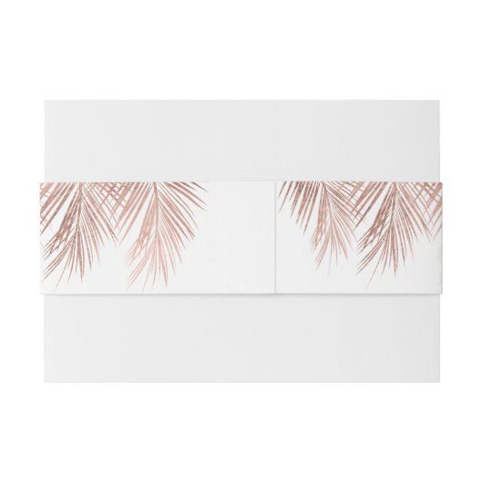 トロピカルな偽のローズゴールドのパームリーフ ウェディングイニシャル 招待状ベリーバンド (裏面例)