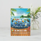 トロピカルな卒業プールパーティーのイベント 招待状 (スタンド正面)