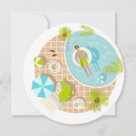 トロピカルな夏のビーチでのバケーション中のプール担当 招待状