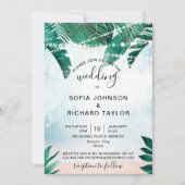 トロピカルな夏の水彩画の海のビーチリゾート 招待状 (正面)