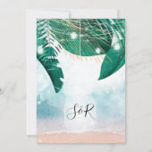 トロピカルな夏の水彩画の海のビーチリゾート 招待状 (裏面)