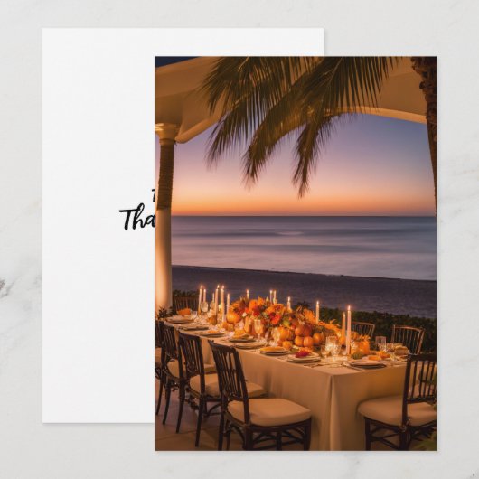 トロピカルな夕方の感謝祭の宴 招待状 (正面/裏面)