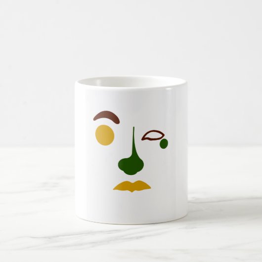 トロピカルな抽象的な顔 コーヒーマグカップ (中央)
