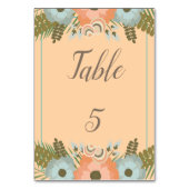トロピカルな桃色とターコイズブルーのビーチウェディング テーブルナンバー (裏面)