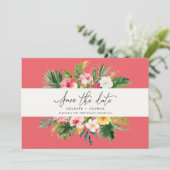 トロピカルな水彩花の「Save the Date」お知らせ セーブザデート (スタンド正面)