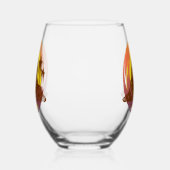 トロピカルな火山の風景とヤシの木のバッジ ステムなしワイングラス (右)