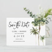 トロピカルな目的地 パームツリー Save The Date 招待状 (スタンド正面)