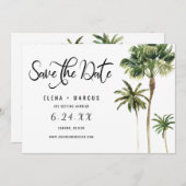 トロピカルな目的地 パームツリー Save The Date 招待状 (正面/裏面)