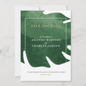 トロピカルな緑の葉　日程を保存しておいてください 招待状 (正面)