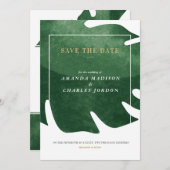 トロピカルな緑の葉 日程を保存しておいてください 招待状 (正面/裏面)