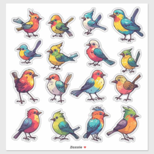 トロピカルな色彩の鳥ステッカーセット 🐦 シール (シート)