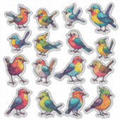 トロピカルな色彩の鳥ステッカーセット 🐦 シール (正面)